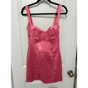 Bardot Hot Pink Satin Mini Dress